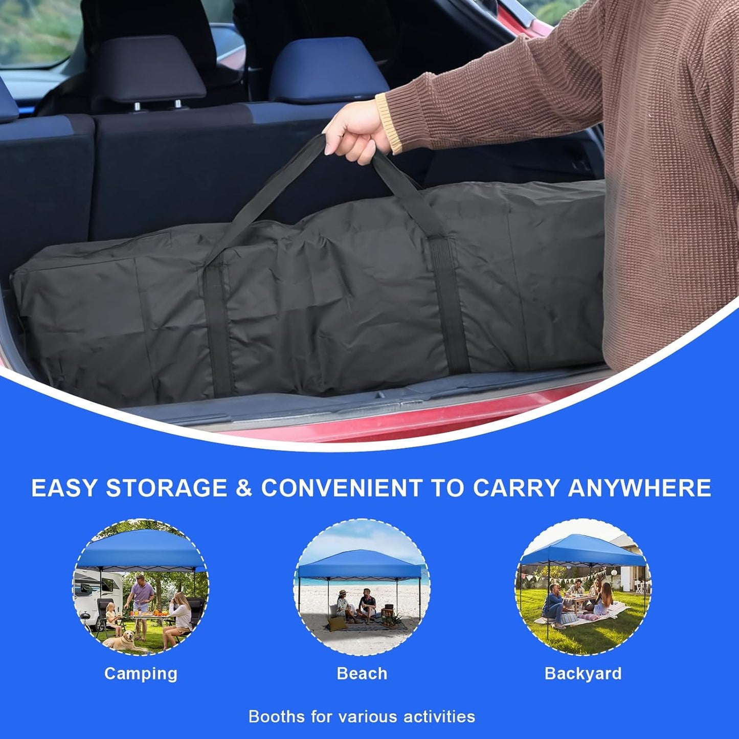 10x10 Pop Up Canopy Tent, Instant Outdoor Canopy with Sand Bags Waterproof Sun Shade Easy Up Tents for Parties,Canopy for Camping Beach Parties (Blue)