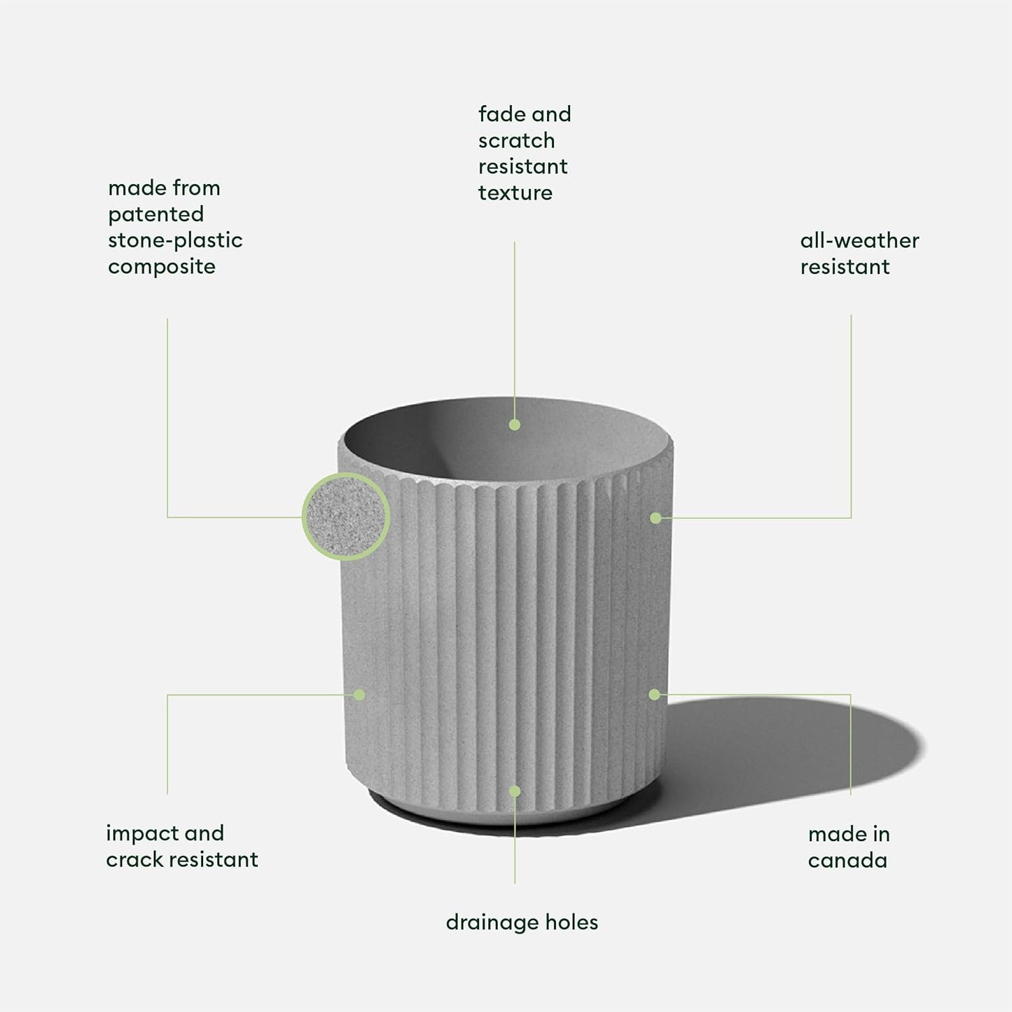 Veradek Demi Series Round Planter for Porch, Patio, Backyard | Durable Plastic-Concrete Material | Modern Décor for Tall Plants, Flowers