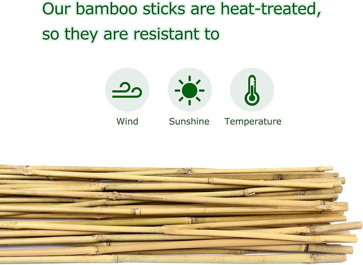 Bamboo Stakes 4ft Natural Plant Stakes for Tomatoes, Beans, Climbing Plants Support - 25 Pack Bamboo Sticks for Plants