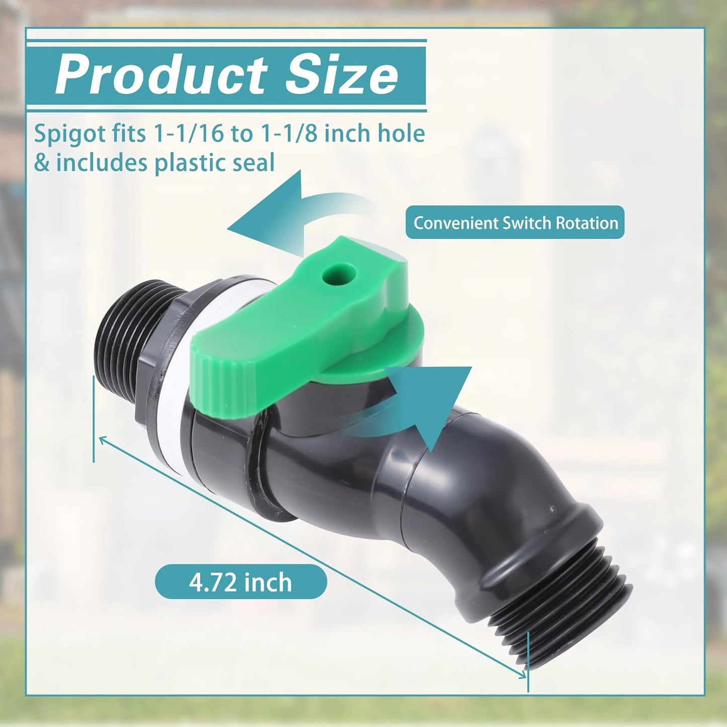 Plastic Rain Barrel Spigot, High Flow Valve Core, 3/4 NPS Inlet x 3/4 GHT Outlet Bulkhead Valve for Outdoor Plastic Bucket Rain water Drum Container Down Spout Collector in