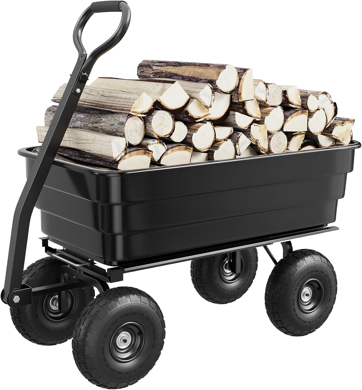 Poly Dump Cart - Heavy Duty 1200lbs Garden Cart with Quick-Release Dumping & No-Flat 13" Tires, Utility Wagon for Yard Work, Landscaping, Gardening