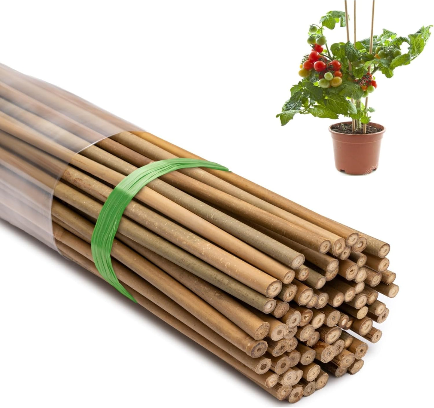 100 Pcs 18 inches Garden Stakes for Plants, Natural Bamboo Sticks for Indoor and Outdoor Climbing Plants Support