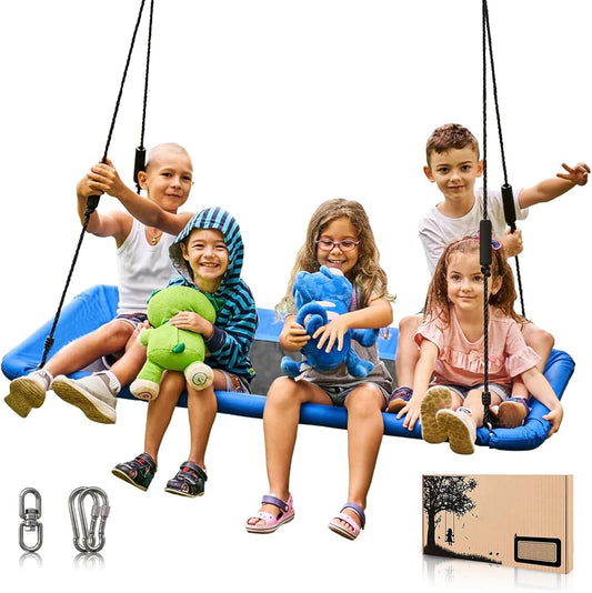 60-Inch Heavy-Duty Rectangle Platform Swing for Backyards - 700lb Capacity Waterproof Outdoor, Kids & Adults Tree Swing (Blue)