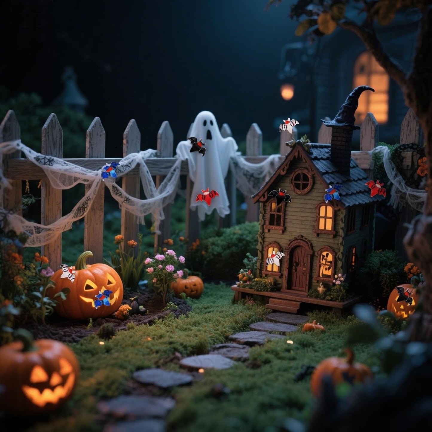 120Pcs Halloween Mini Bats, Miniature Little Resin Halloween Bat Decoration, Tiny Bats for DIY Crafts, Mini Resin Animals Plastic Figurines for Fairy Garden Micro Landscaping Decor