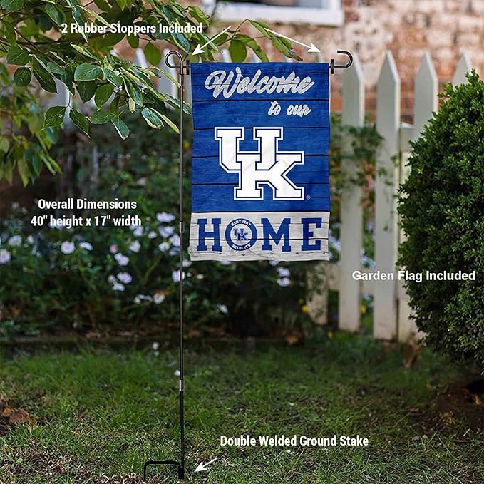 College Flags & Banners Co. Kentucky Wildcats Welcome to Our Home Garden Flag with Stand Holder