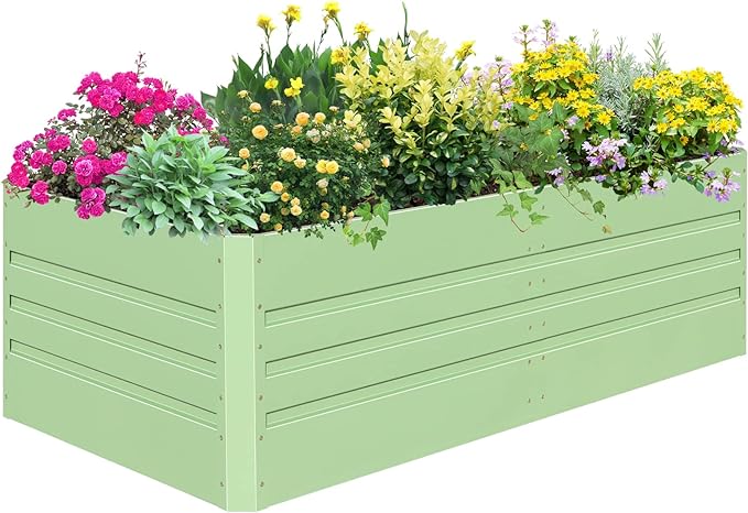 SnugNiture Galvanized Raised Garden Bed 8x4x2FT Outdoor Large Metal Planter Box Steel Kit for Planting Vegetables, Flowers