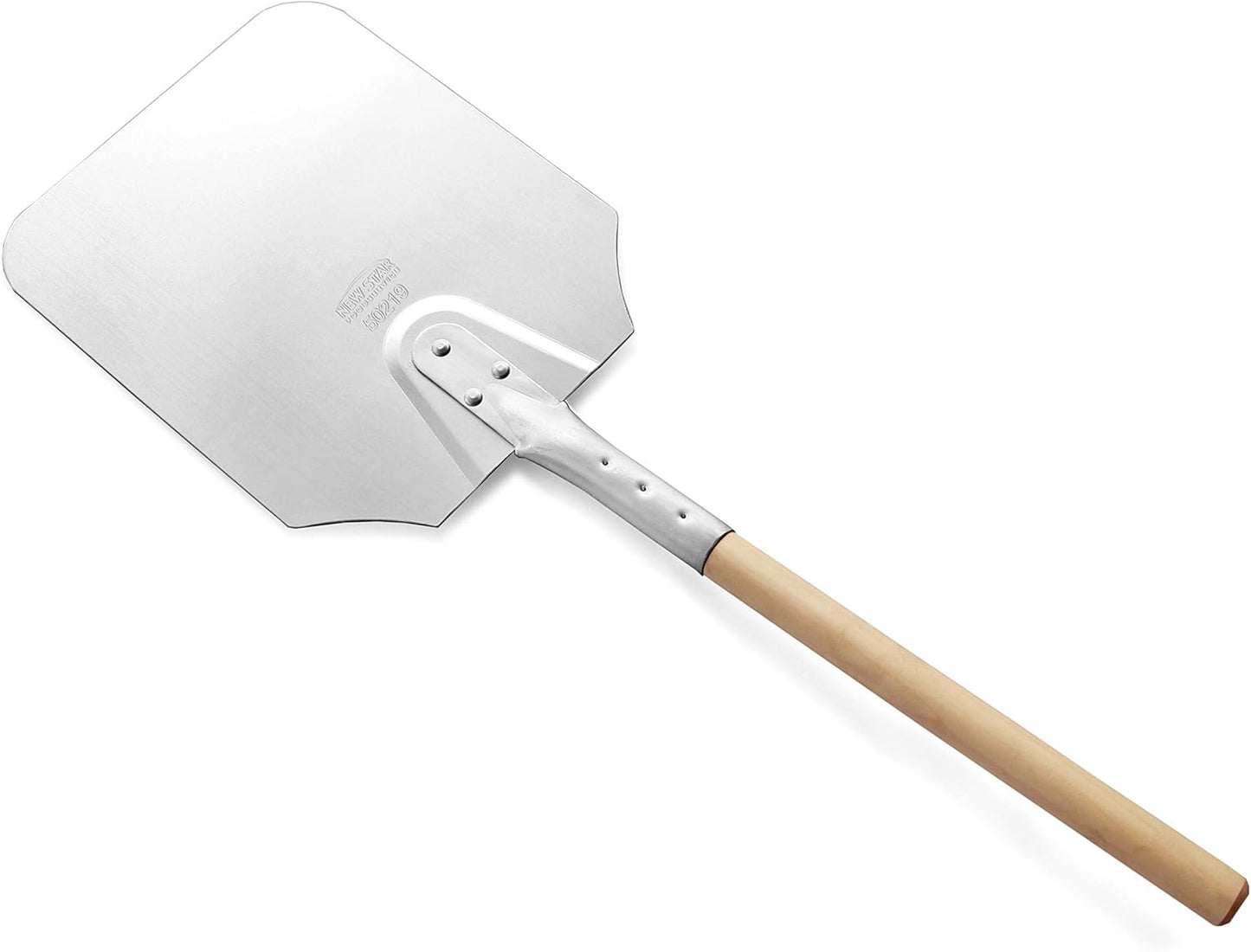 New Star Foodservice 50219 Aluminum Pizza Peel, Wooden Handle, 9 x 11 inch Blade, 26 inch overall