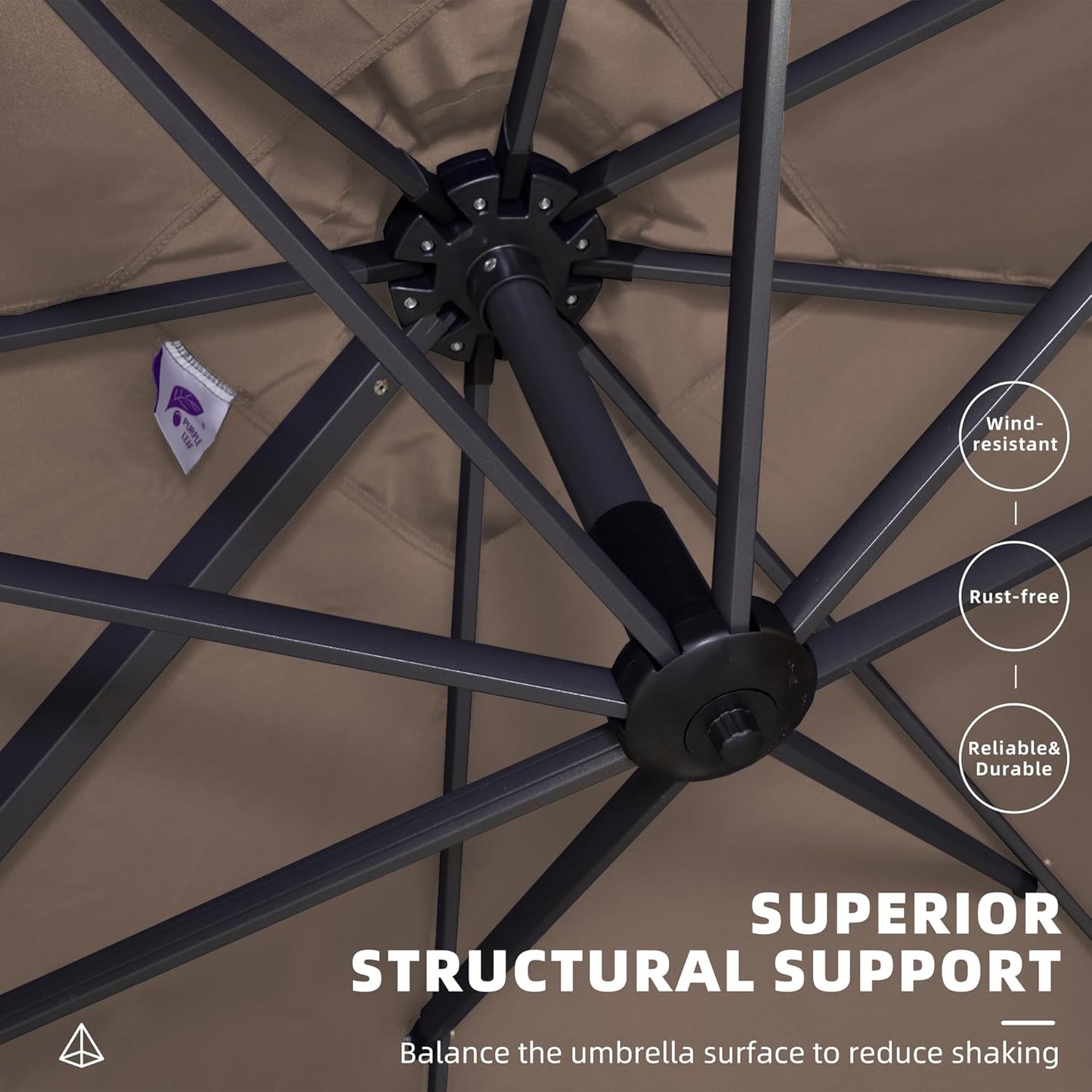 PURPLE LEAF 9' X 11.5' Patio Umbrella Outdoor Cantilever Rectangle Umbrella Aluminum Offset Umbrella with 360-degree Rotation for Garden Deck Pool Patio Taupe
