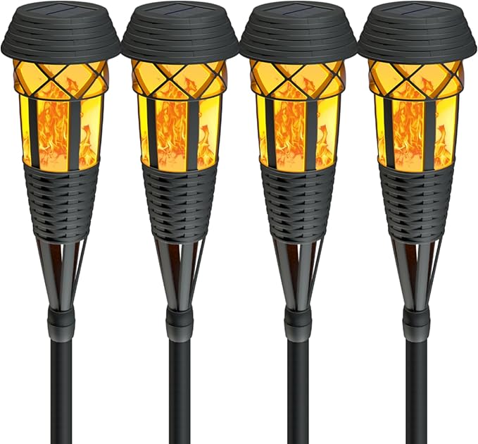 Flickering Flames Torch Light Solar Garden Lights Waterproof Landscape Lighting - 4 Pack