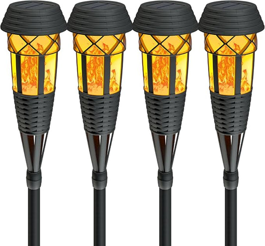 Flickering Flames Torch Light Solar Garden Lights Waterproof Landscape Lighting - 4 Pack