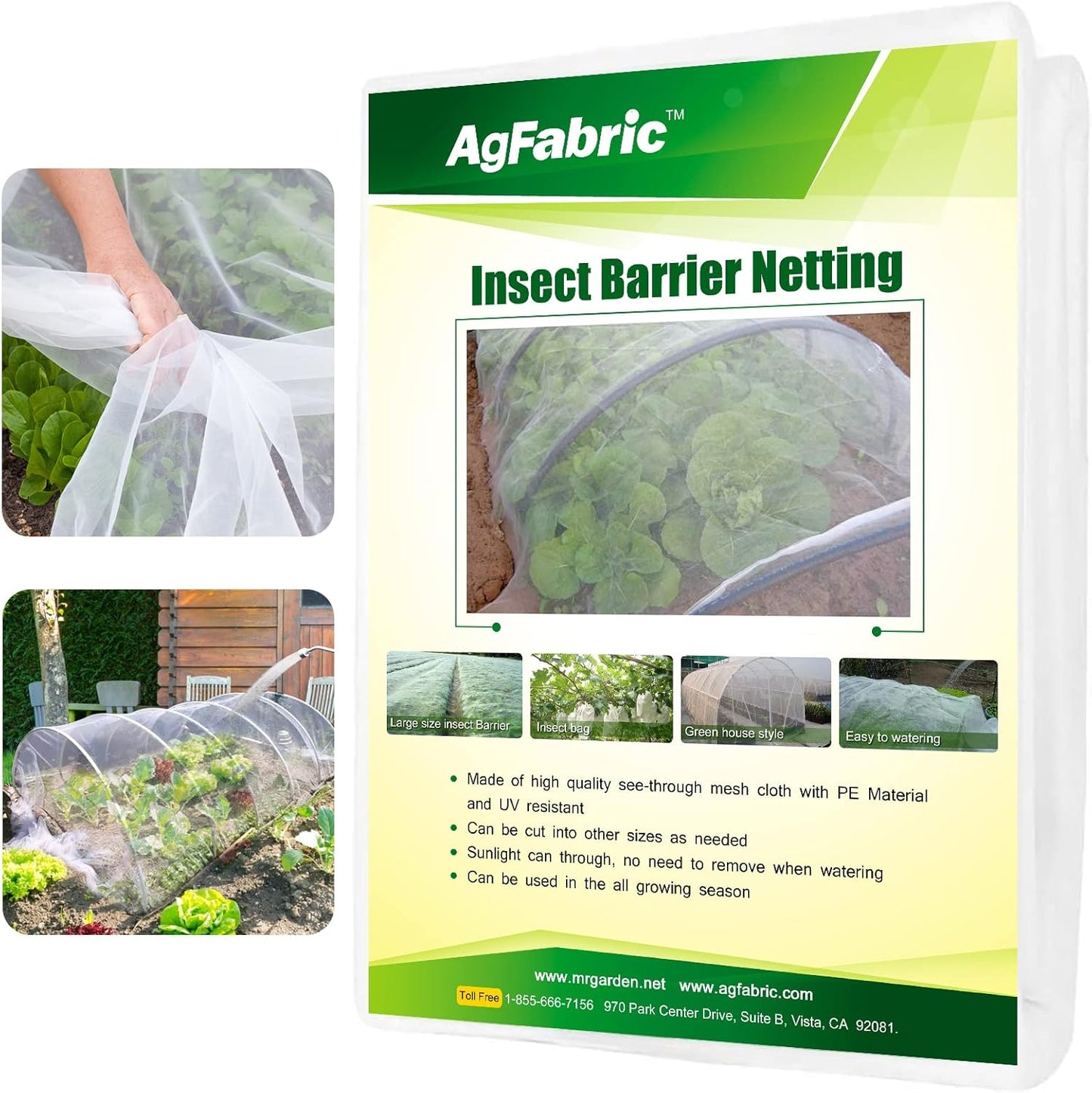 Agfabric Garden Netting 6.5'x15' Insect Pest Barrier Bird Netting for Garden Protection,Row Cover Mesh Netting for Vegetables Fruit Trees and Plants,White