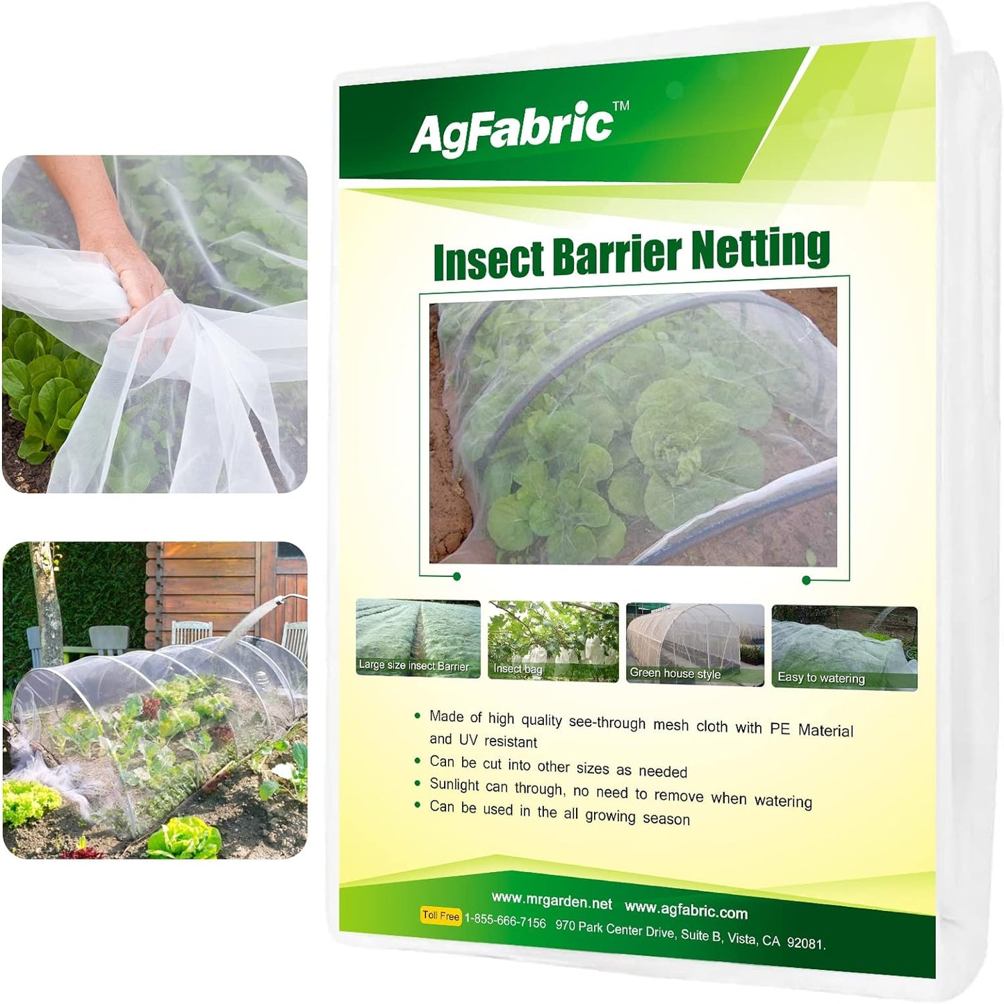 Agfabric Garden Netting 6.5'x20' Insect Pest Barrier Bird Netting for Garden Protection,Row Cover Mesh Netting for Vegetables Fruit Trees and Plants,White
