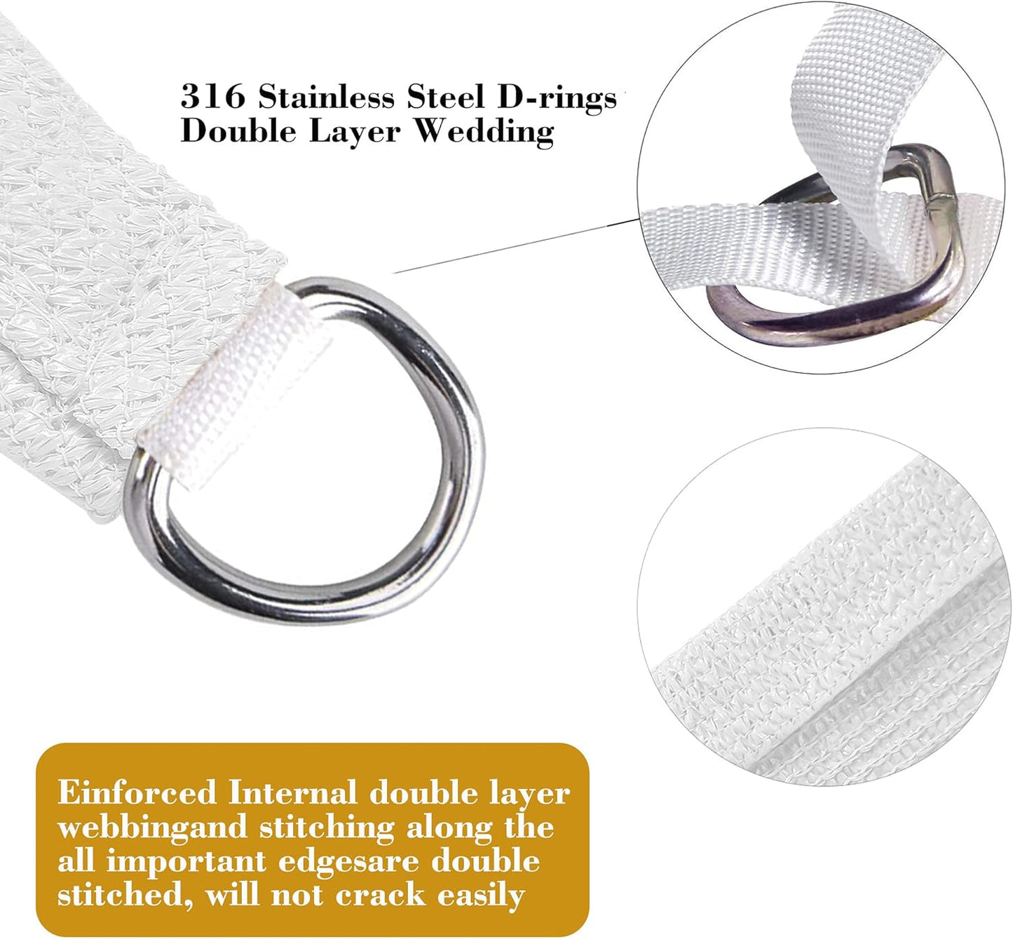 17' x 17' White Square Sun Shade Sail SSP1212 Canopy Durable Fabric UV Block Awning,We Make Custom Orders