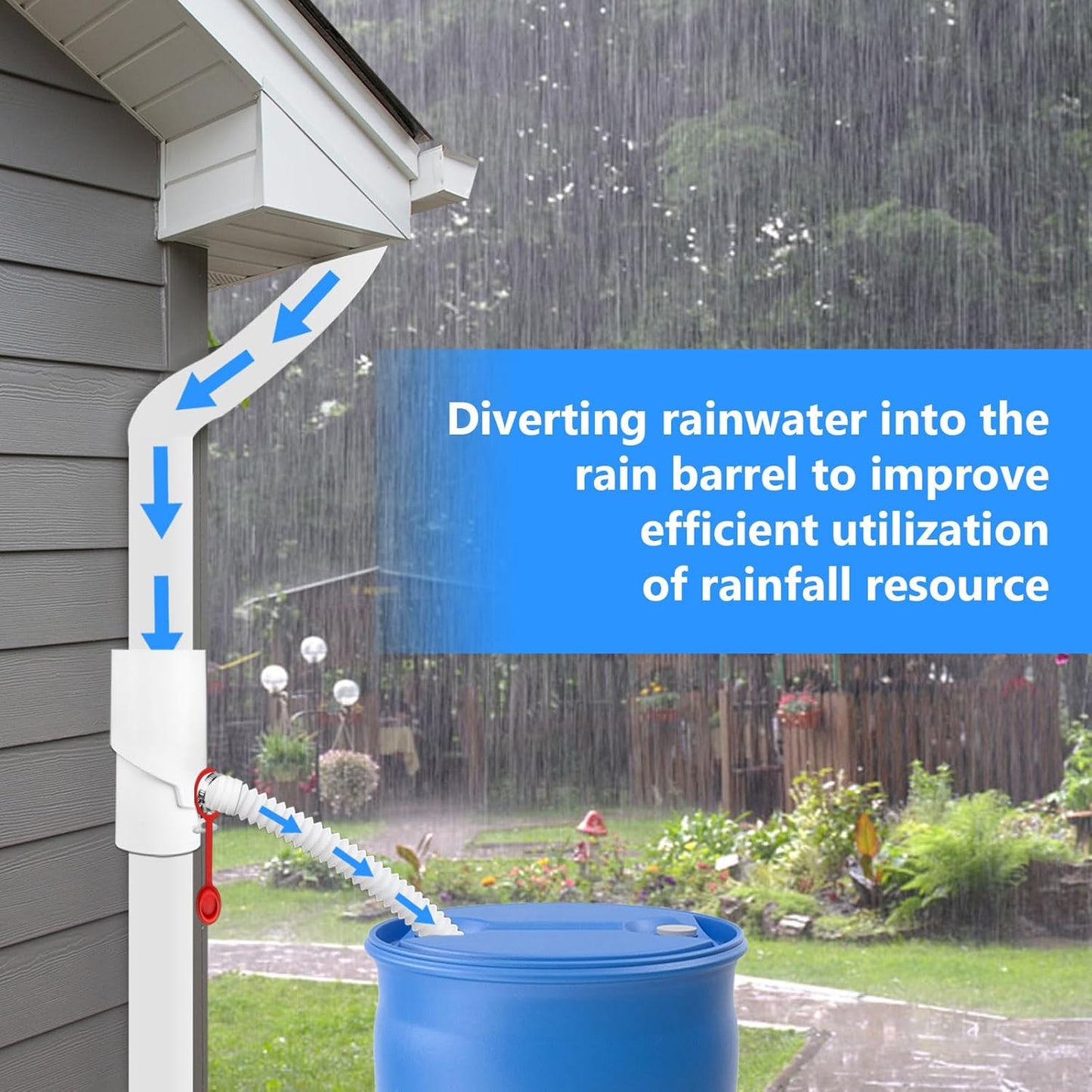 Longzhuo Rain Barrel Diverter Kit, 8cm(3.1") 10cm(3.9") Inlet, Rainwater Collection System, Rain Water Collection System Kit, for Downspout, Diverting Water, Recycle Rainwater, White (10CM)