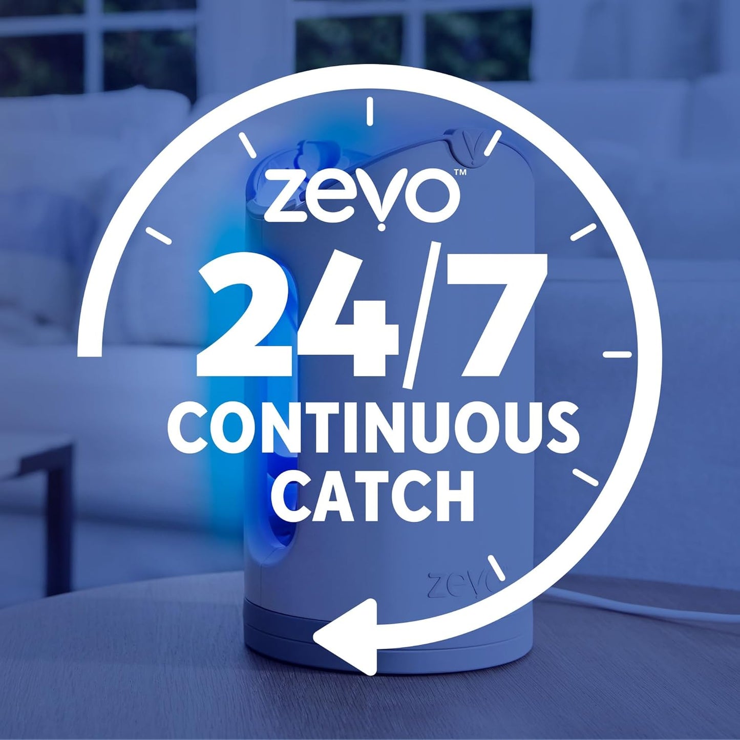 Zevo MAX Bug Catcher & Fly Trap for Indoors - Flying Insect Trap for Gnats, House & Fruit Flies - Use in Any Room - No-Mess Disposal (2 Plug in Bases & 4 Cartridges)