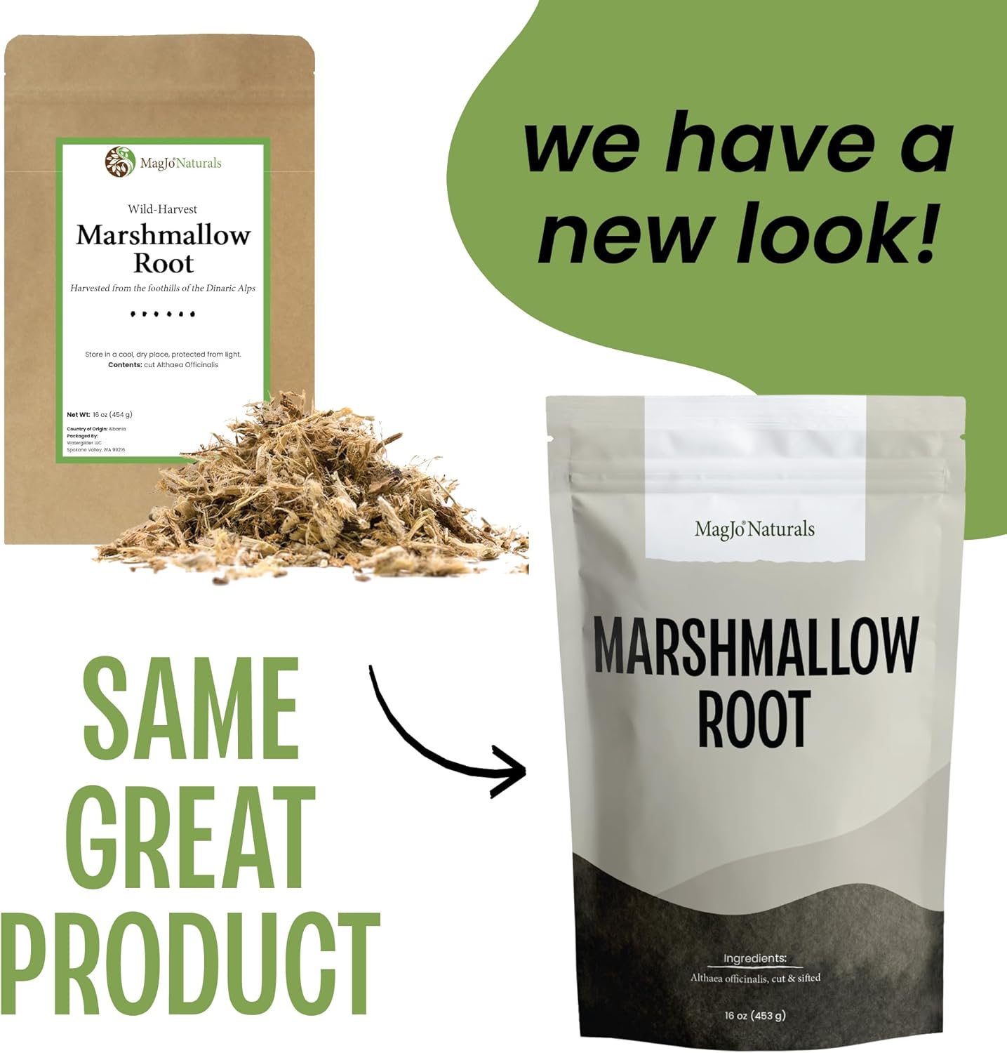 MagJo Naturals Marshmallow Root, Cut & Sifted, Non-irradiated, Bulk Bag, Althaea officinalis L. (16 Oz)