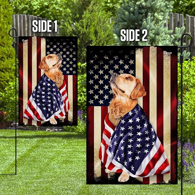 FLAGWIX Golden Retriever Flag - Outdoor Dog Lover Decorations, Garden Flag (11.5" x 17.5"), Heavy-duty Canvas Patriot Flag Golden Retriever Garden Decor