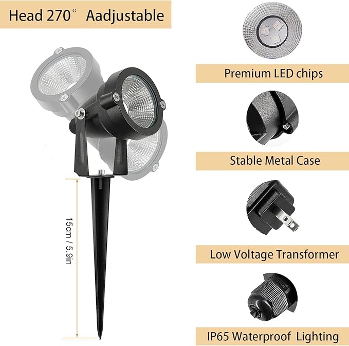 20W Christmas Outdoor Spot Lights with Timer, IP65 Waterproof Metal RGB Landscape Spotights Color Changing Spotlight for Outdoor Yard Garden (4 Lights)