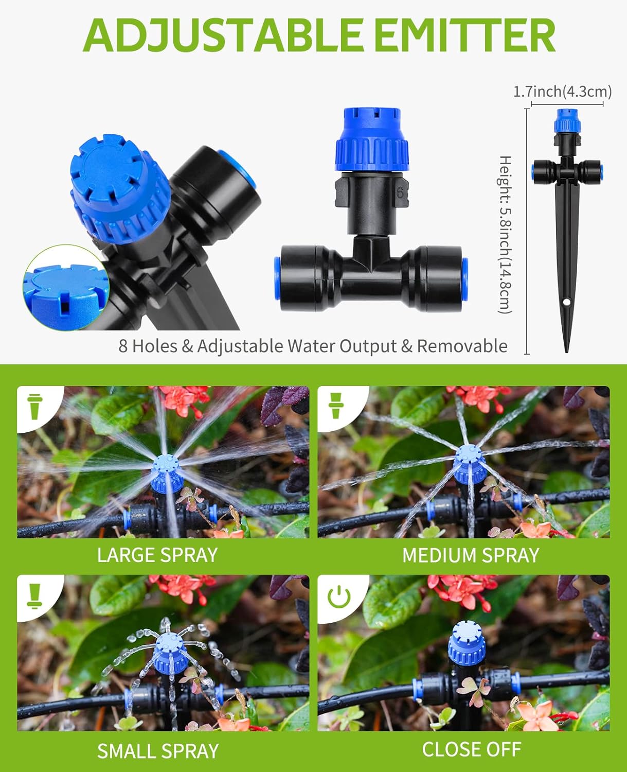 HIRALIY 210FT Drip Irrigation Kits for Plants, New Quick Connector Garden Watering System, Saving Water Automatic Irrigation Equipment for Patio Lawn