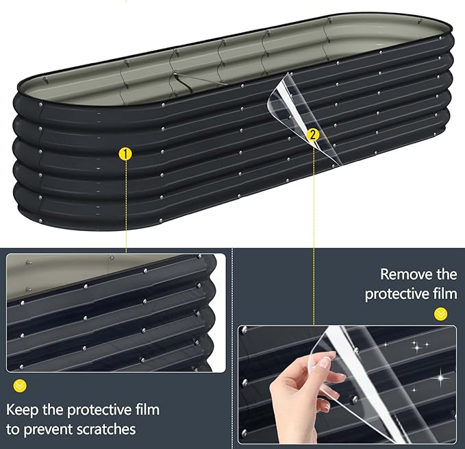 Kesfitt Galvanized Raised Garden Bed Kit,18" Tall 7-in-1 Outdoor Metal Planter Boxes with Safety Edging,8×2×1.5FT Modular Large Steel Raised Beds for Gardening Vegetables Fruits Flower