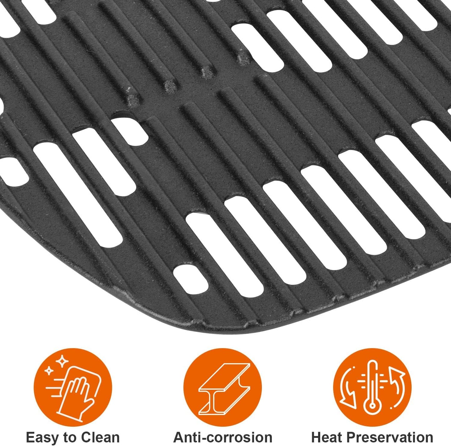 Cast Iron Cooking Grates for Weber Traveler Portable 9010001 9020001 9030001 9013001 Grills, Grill Grate Replacement Parts for Weber Traveler Portable Gas Grill Stealth Edition, 2 Pack
