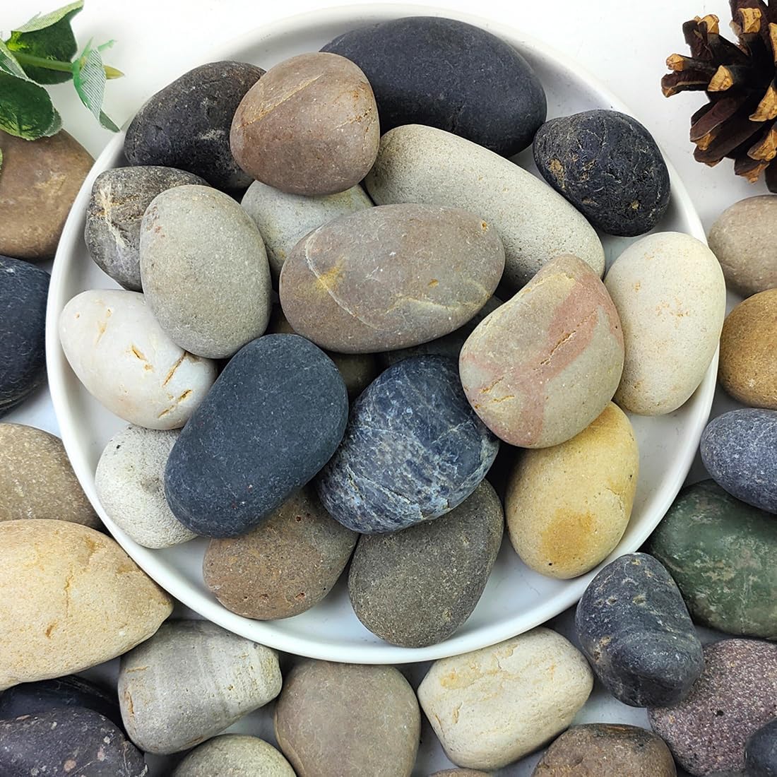 40lbs Natural River Rocks, 1-2" Premium Pebbles for Garden and Landscape Design, Hand-Picked Smooth Stones for Fish Tank, Flower Pots, Indoor Water Fountains, Pathways, Backyard