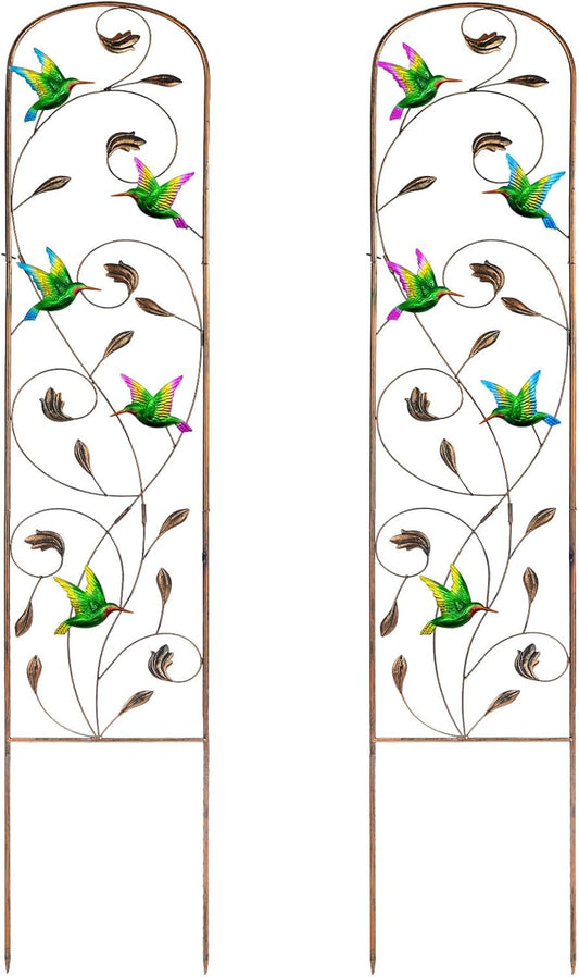 SUNNYPARK Set of 2 Hummingbird Metal Garden Trellis for Climbing Plants, Decorative Vegetables Flowers Vine Trellis for Outdoor Patio 60'' H x 11'' W