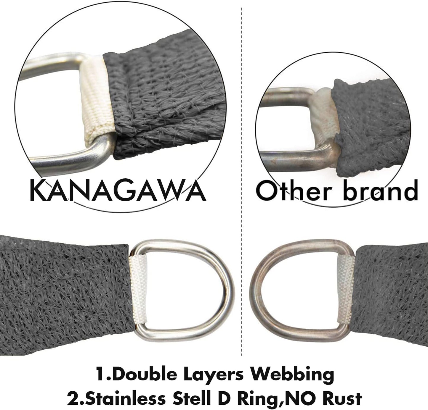 KANAGAWA 6'X10' Dark Gray Custom Size Sun Shade Sail Rectangle UV Block Canopy Cover for Patio Backyard Lawn Garden Outdoor (Customized Available)