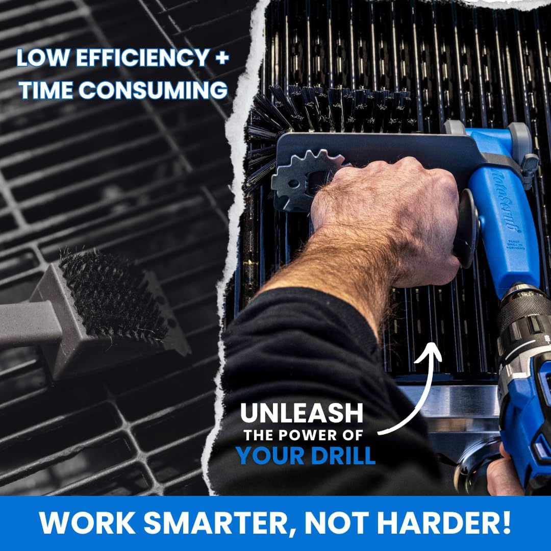 Grill Brush, Cleaning Kit, Drill Attachment, Grill Cleaner, No Metal, BBQ Grill Brush, Perfect for Removing Rust, Grime, Grease, and More