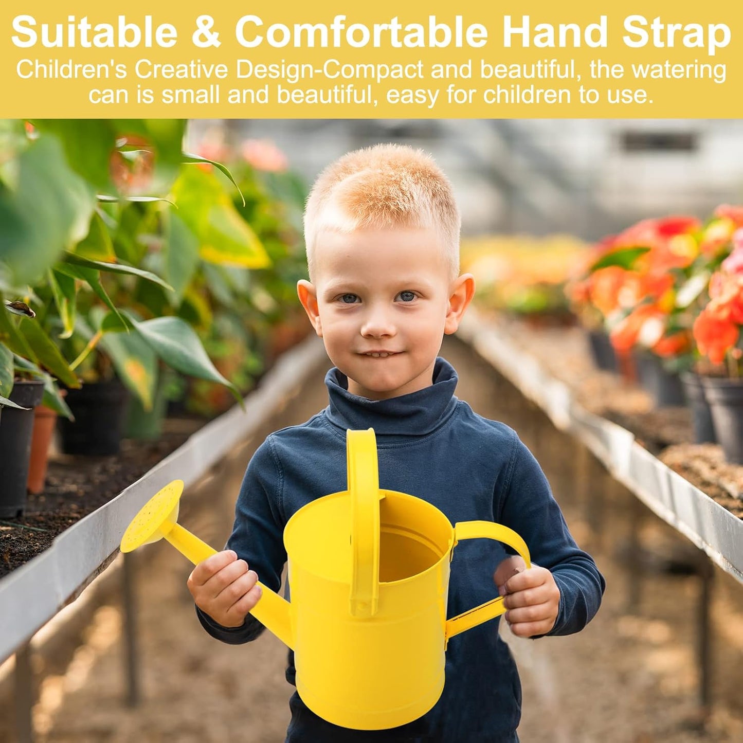 Finderomend Metal Watering Can 1.5L/51oz, Iron Art for Outdoor Plants, Yellow