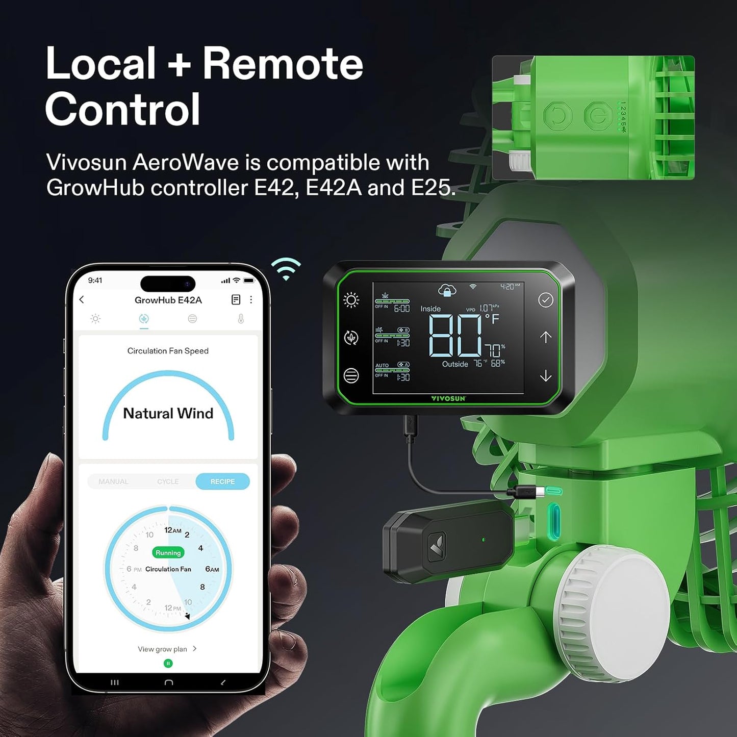 VIVOSUN 2-Pack AeroWave E6 Grow Tent Fan 6”, EC Motor, Smart Wifi Control, US Patented Auto Oscillating Clip fan, Weatherproof IP-54, Strong Airflow but Quiet for Hydroponic Ventilation Circulation