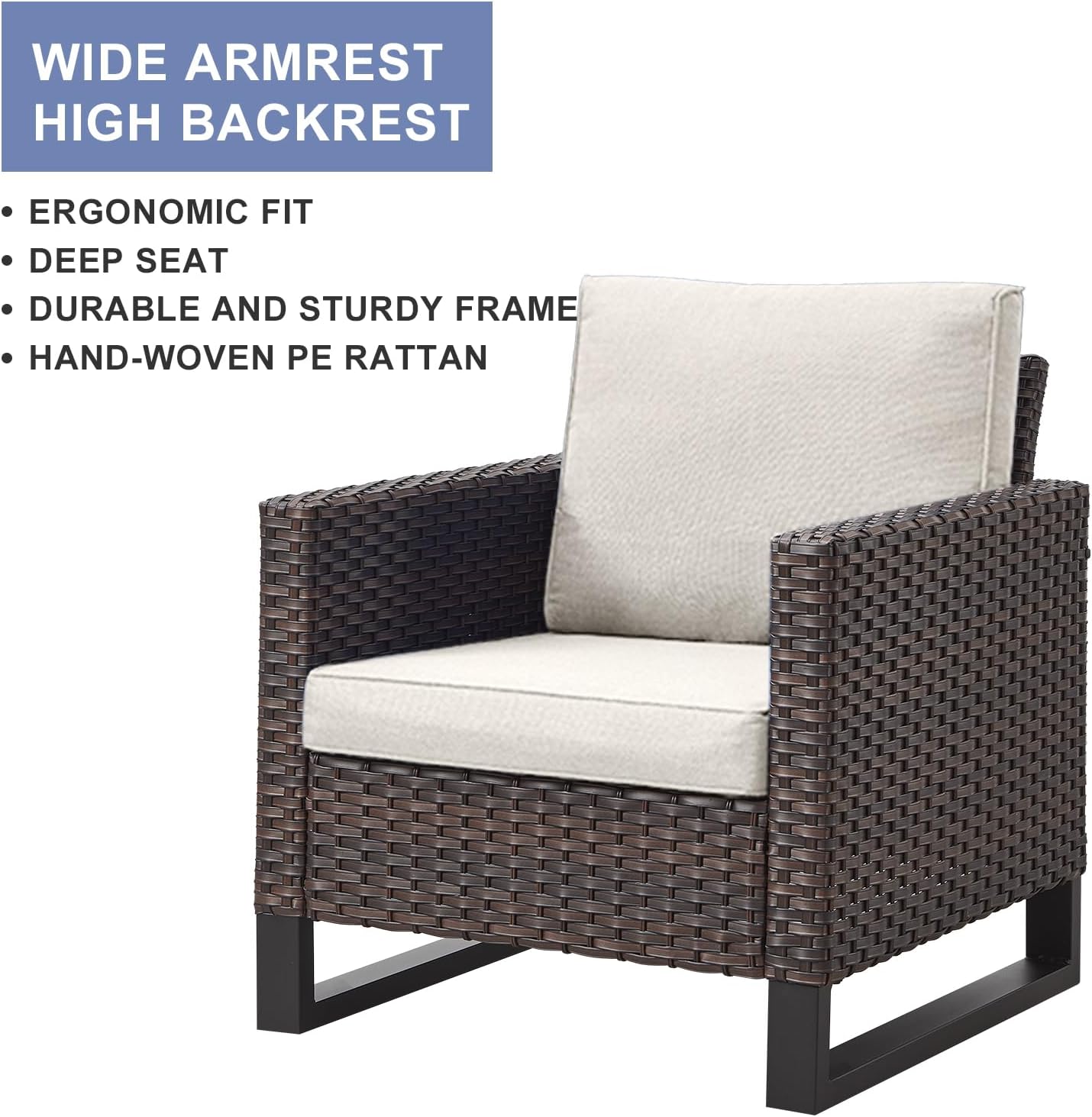 HUMMUH 10 Piece Patio Furniture Set PE Wicker 3 Outdoor Sectional Sofa Set with Patio Chairs Dinning Table Ottomans for Porch,Garden,Backyard,Deck(Brown/Beige)