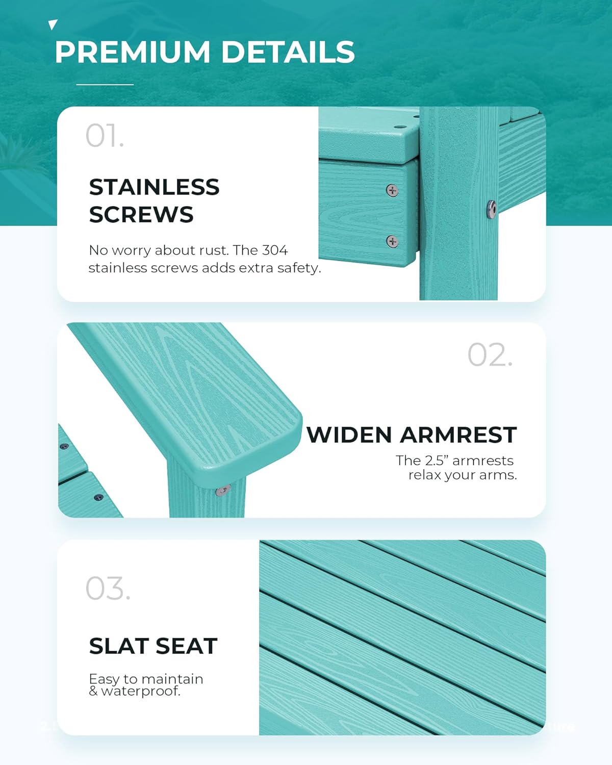 SERWALL Patio Dining Chair Set of 2, Aruba