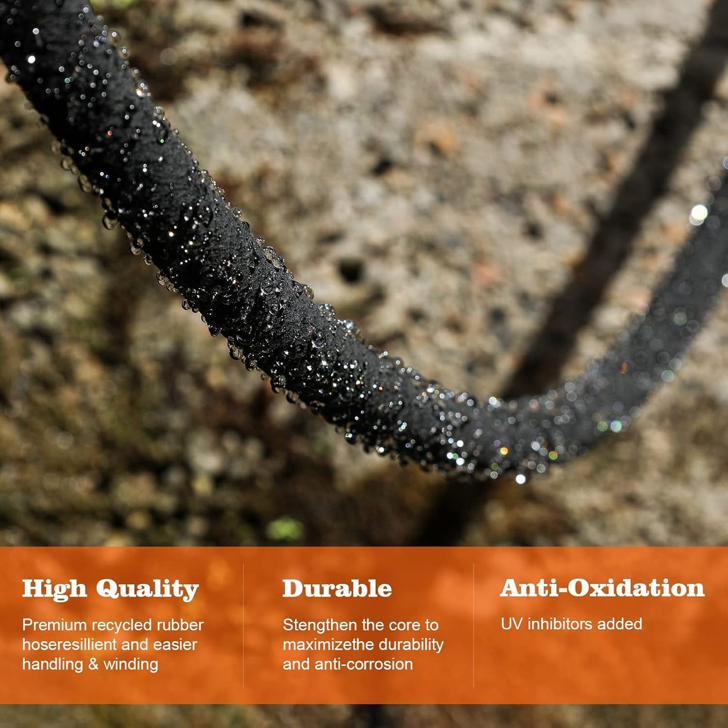 Soaker Hose, 1/2" x 100 FT Round Rubber Garden Soaker Hose, Heavy Duty Water Seeper Soaker Hoses for Foundation Watering, Garden Beds, Garden, Lawn and Plants