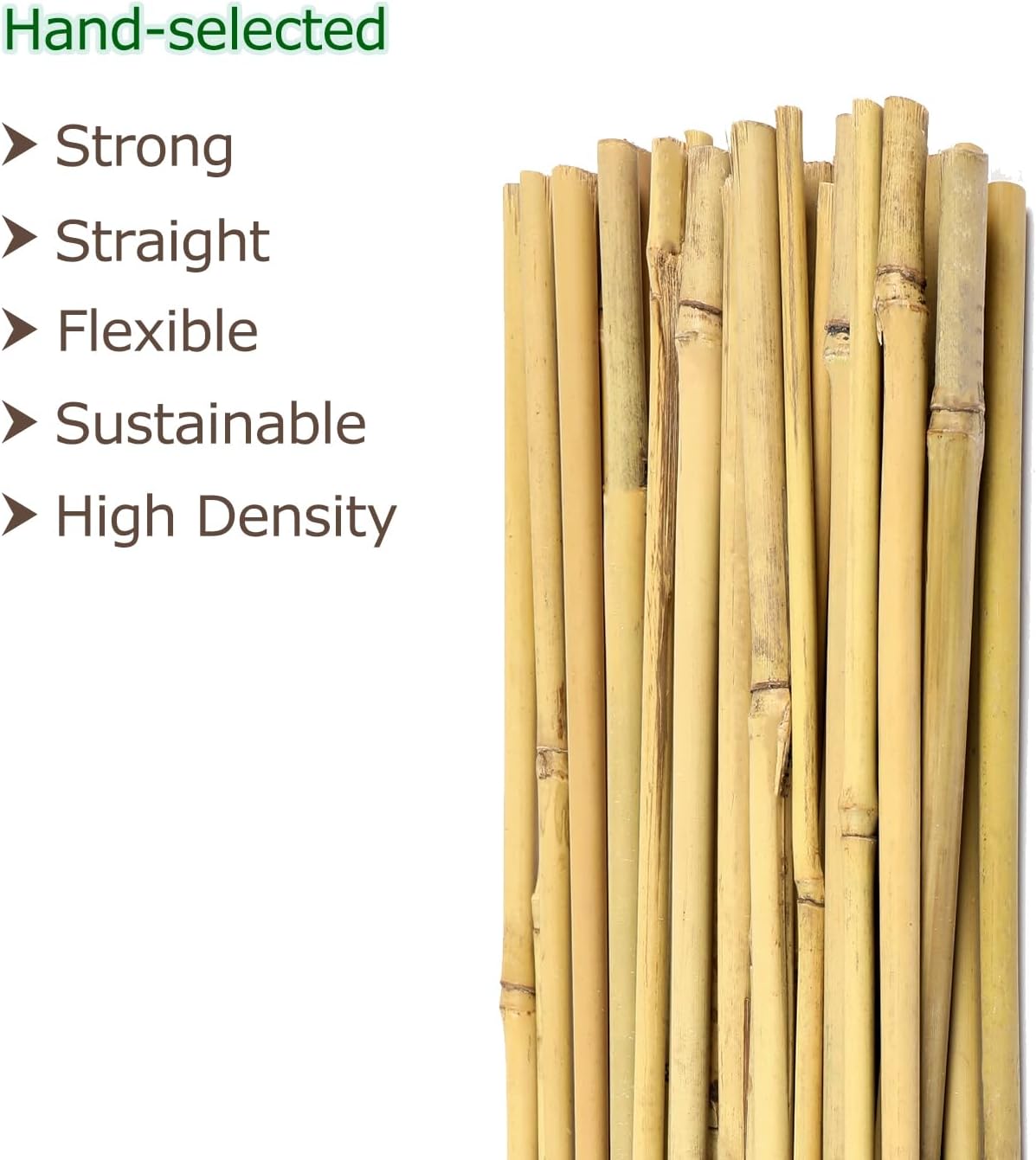 Bamboo Stakes 4ft Natural Plant Stakes for Tomatoes, Beans, Climbing Plants Support - 25 Pack Bamboo Sticks for Plants