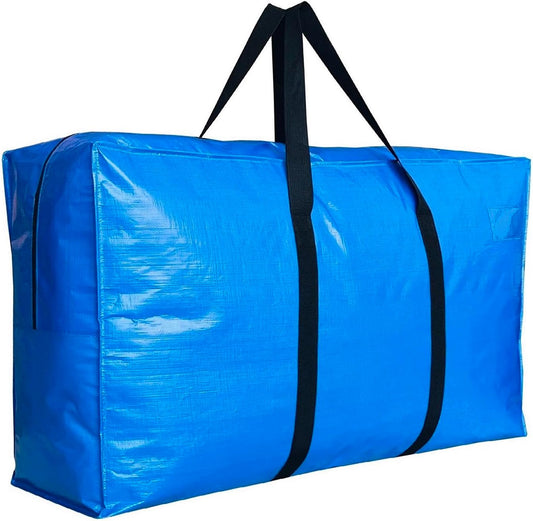 75 Gallon Extra Large Storage Bags, Jumbo Moving Storage Bags, Foldable Big Blue Duffle Bag for Travel, 50x23x15inch - 1PACK