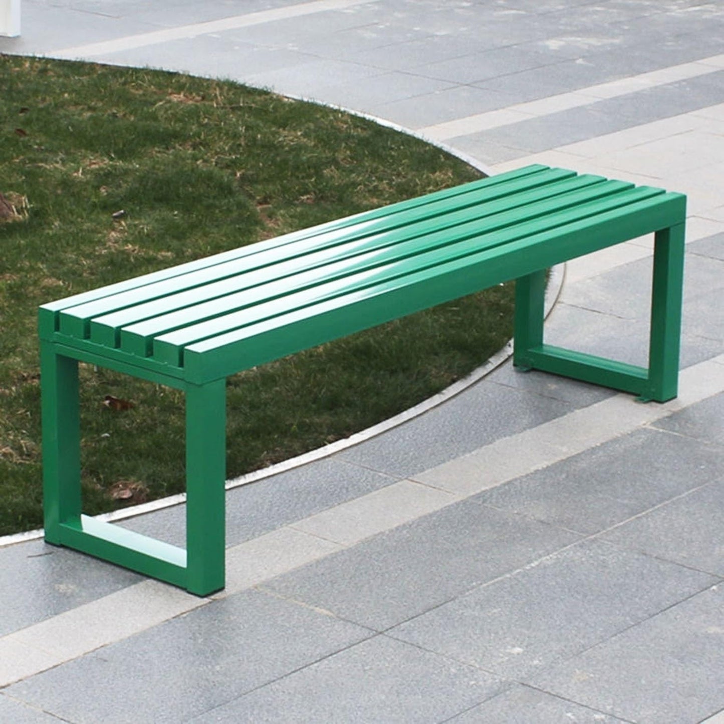 Weatherproof Metal Dining Bench, Outdoor Bench Backless Patio Bench 2-Person Farmhouse Bench Garden Bench for Kitchen, Living Room, Entryway(Green,59in)