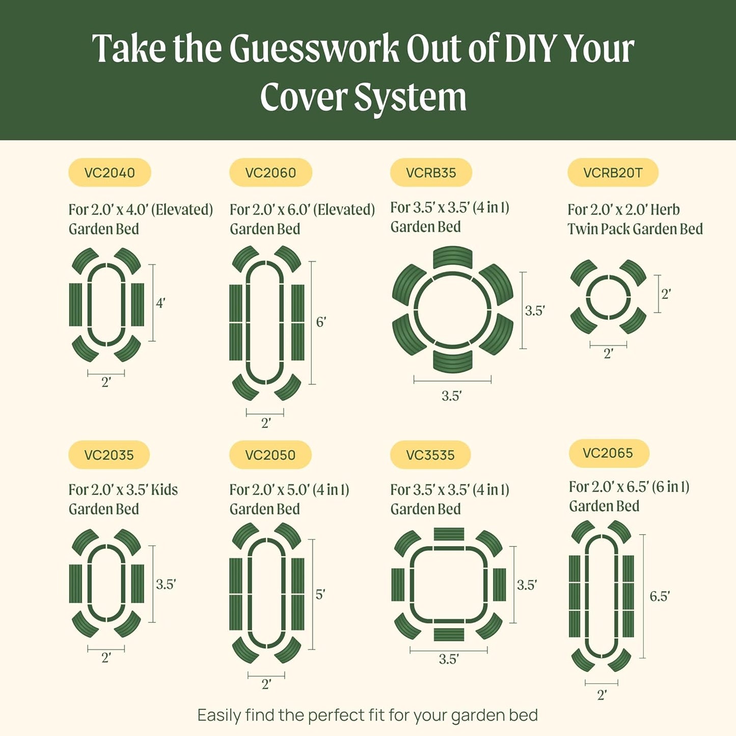 Vego garden Cover System for 2.0' x 6.0' Elevated Rolling Garden Bed-S Series