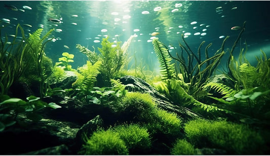 Underwater Fish Tank Background Under The Sea Aquatic Plants Aquarium Background Ocean Floor Rock Terrarium Backgrounds Tropical Fish Green Seaweeds Aquarium Backgrounds for Fish Tank Decor 60x24in