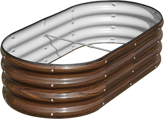 SnugNiture Galvanized Raised Garden Bed, 4x2x1ft Oval Metal Planter Box for Planting Outdoor Plants Vegetables