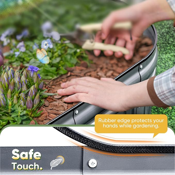 KING BIRD Raised Garden Bed Kit 2025 Upgraded Modular DIY Galvanized Planter Garden Box Outdoor for Gardening, Vegetables, Flowers, Elegant Roman Column Design, 71x24x24 in, Dark Grey