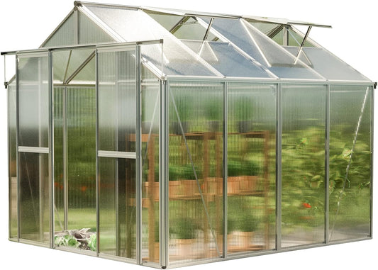 Greenhouse Saphir 4 Aluminum Frame 8.5 x 8.5 ft with Approx. 6 mm Polycarbonate Panels