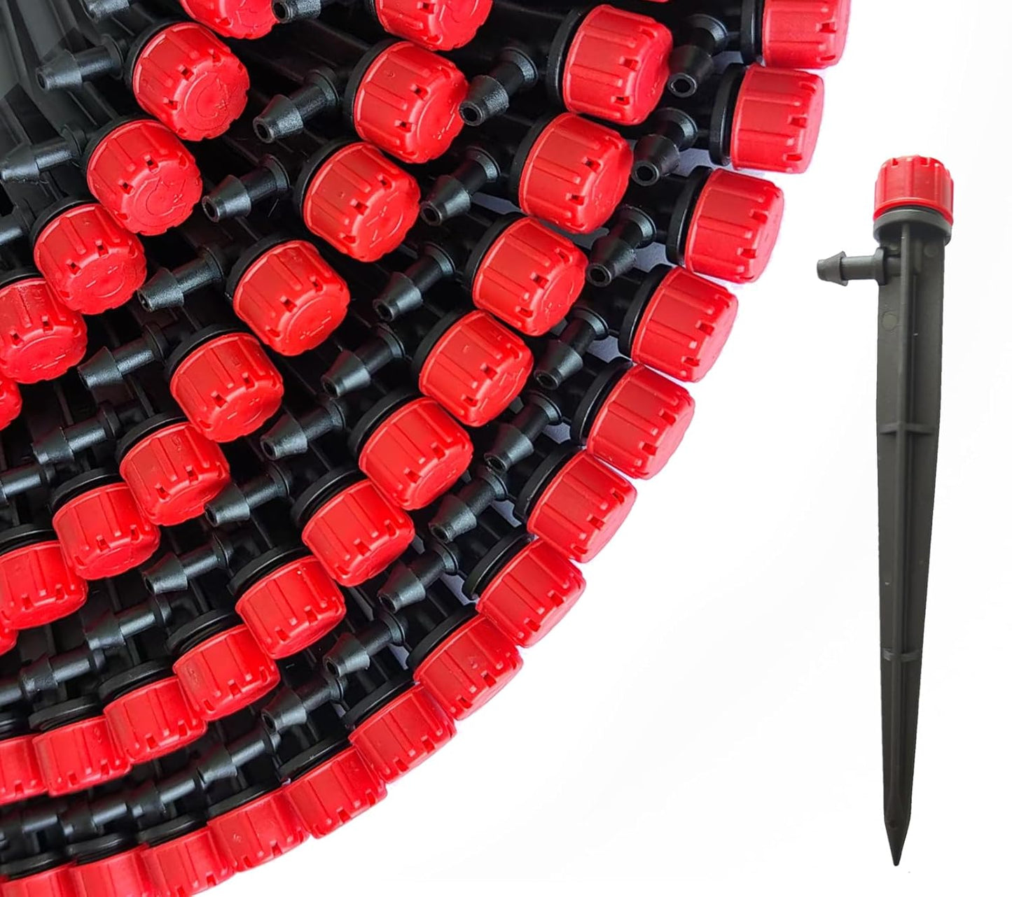 50 Pcs 1/4" Drip Irrigation Emitters - Adjustable Anti-Clog Drip Emitters for 1/4" Tubing, Heavy-Duty Irrigation Parts for Greenhouse/Nursery/Planters (5.3 Inch)