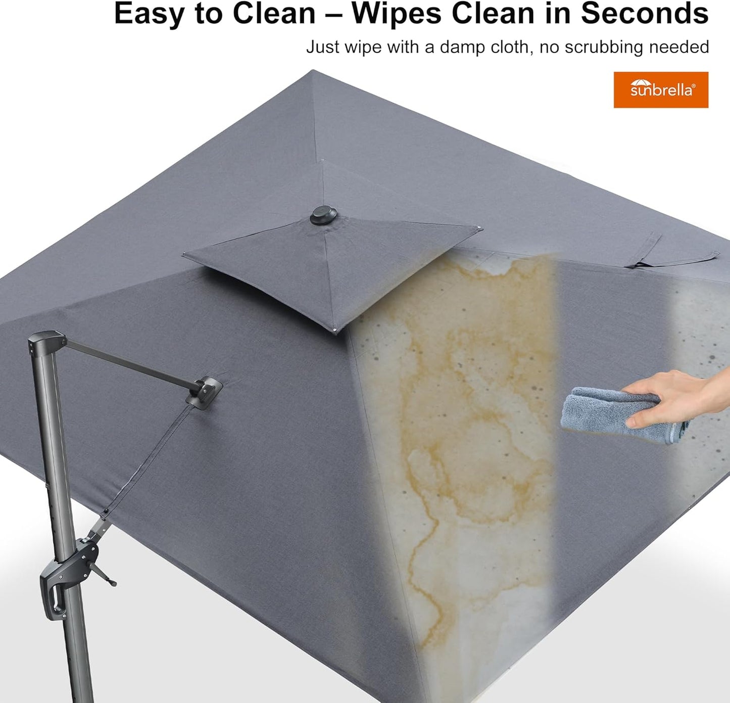 PURPLE LEAF Patio Umbrella 9' X 12' Cantilever Outdoor Double Top Large Rectangle Umbrella Heavy Duty 360° Rotation Offset Hanging Umbrella for Garden Deck Pool Backyard Cast Slate