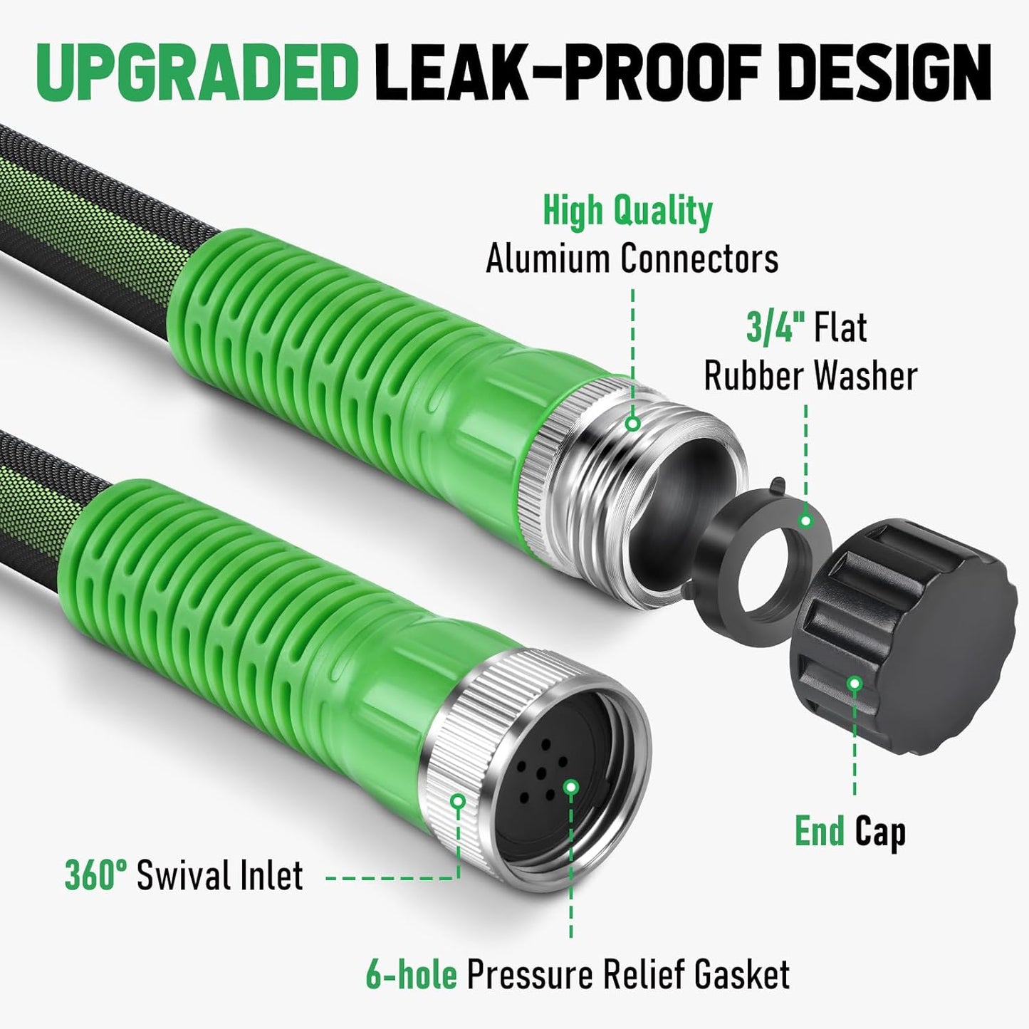 Flat Soaker Hose 25ft for Garden and Lawns, 80% Water-Saving Drip Irrigation Hose with Anodized Aluminum Ends, Flexible Leakproof Double Layer Gardening Hoses ﻿