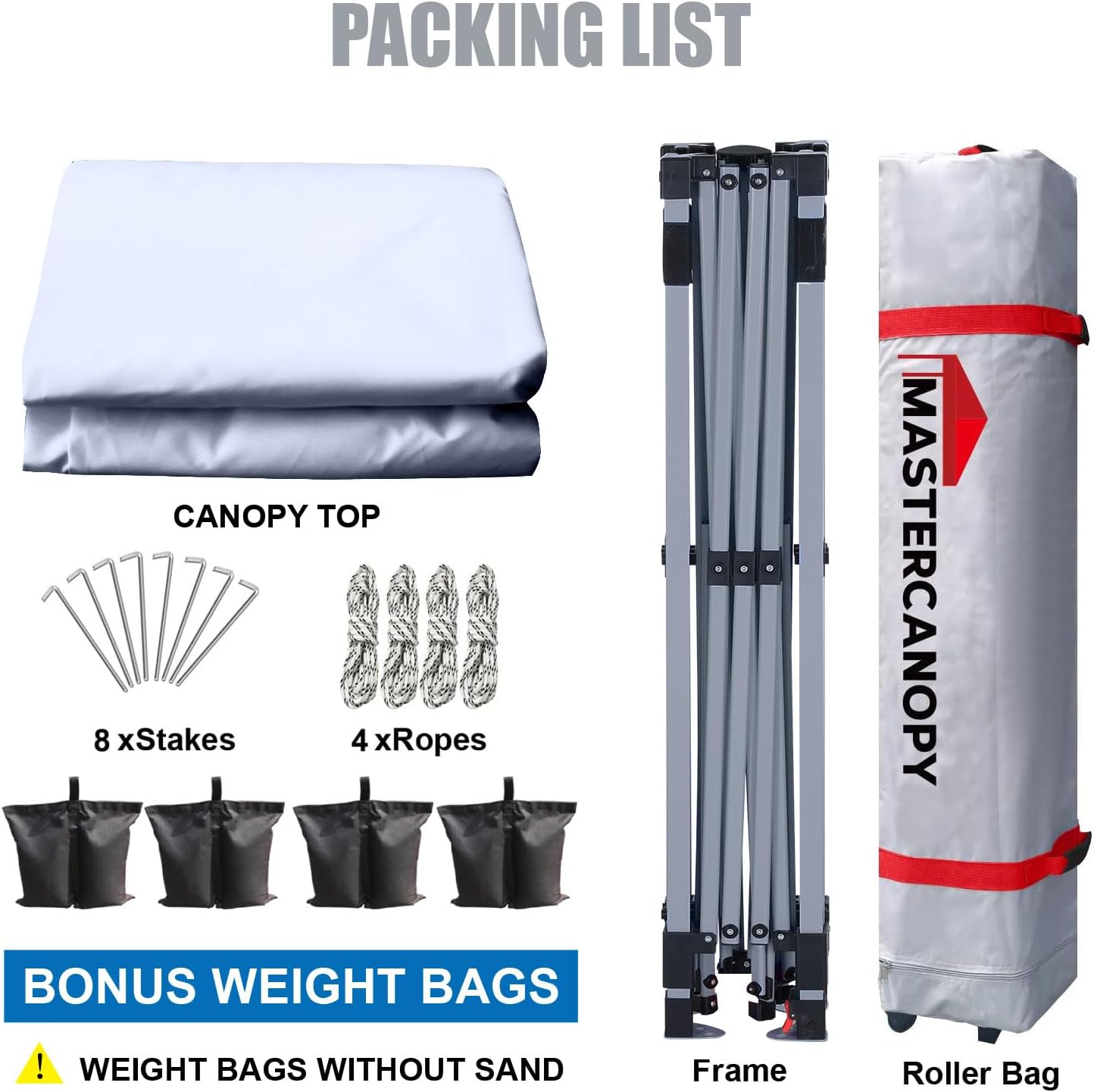 MASTERCANOPY Durable Pop-up Canopy Tent with Roller Bag (White)