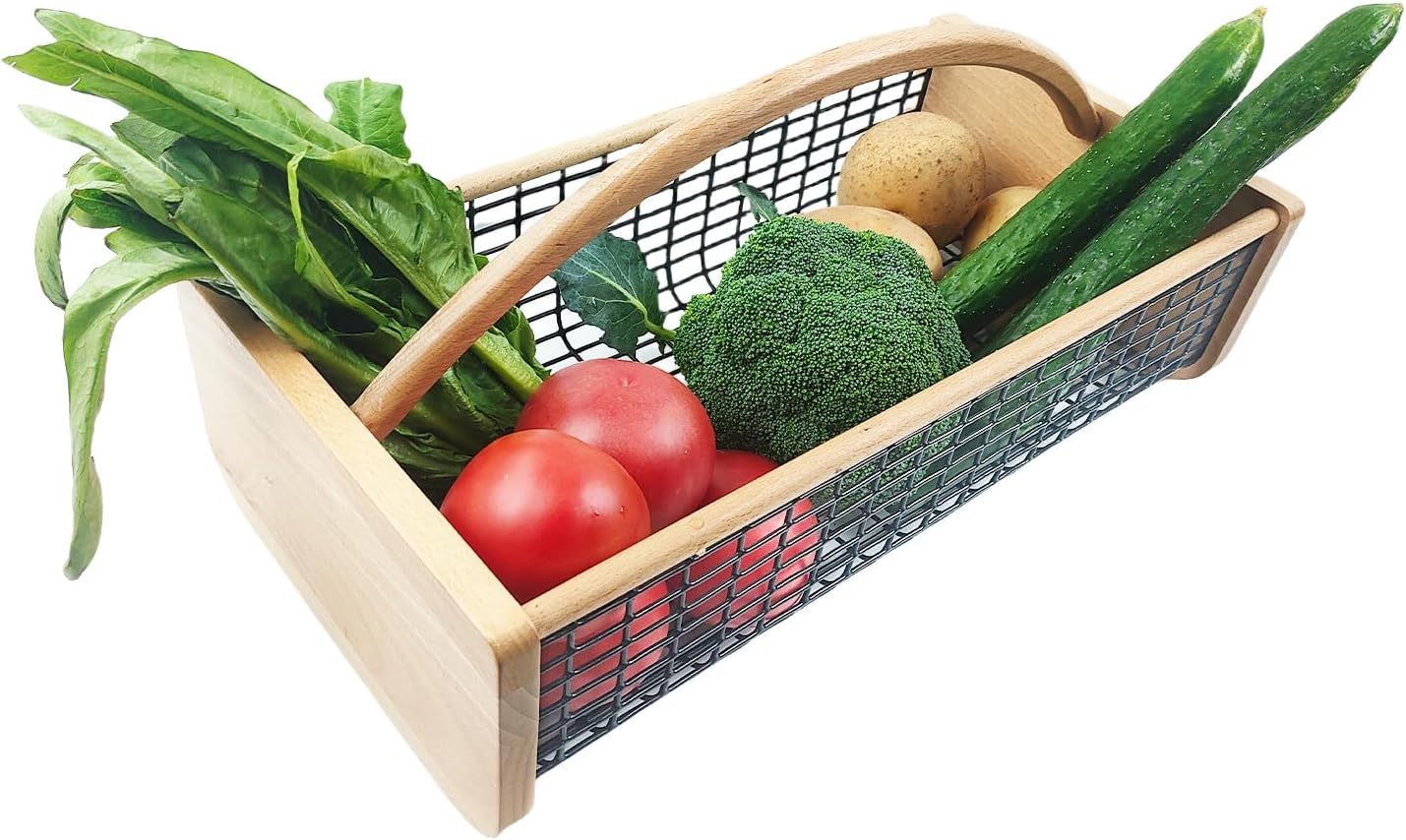 Garden Hod Harvest Basket, Durable Wooden Gardening, Supply Suitable For Kitchen, Picnic And Outdoor Picking