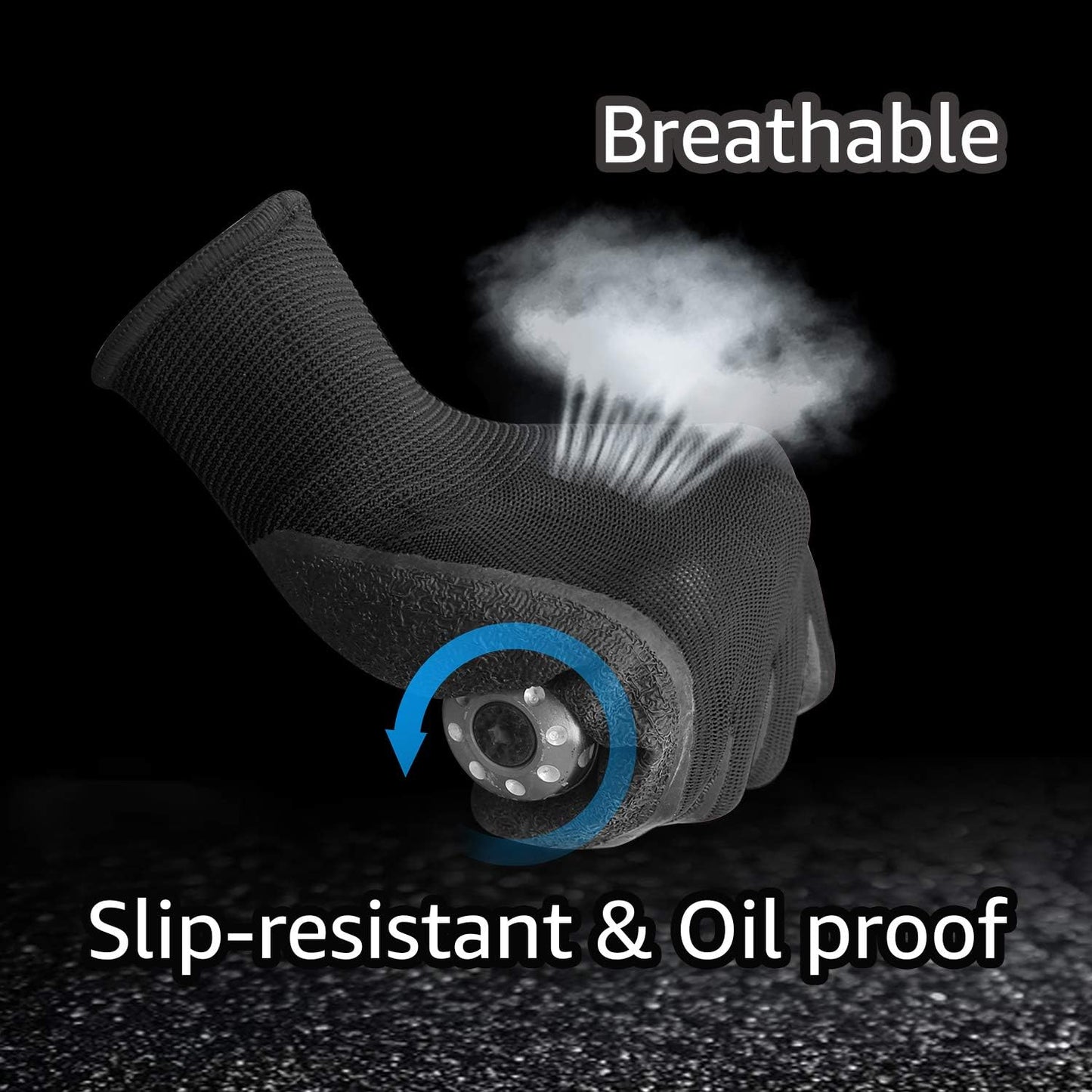 Evridwear Crinkle Latex Rubber Hand Coated Safety Work Gloves for Men Women General Multi Use Construction Warehouse Gardening Assembly Landscaping (S-Size) 12 Pairs Pack