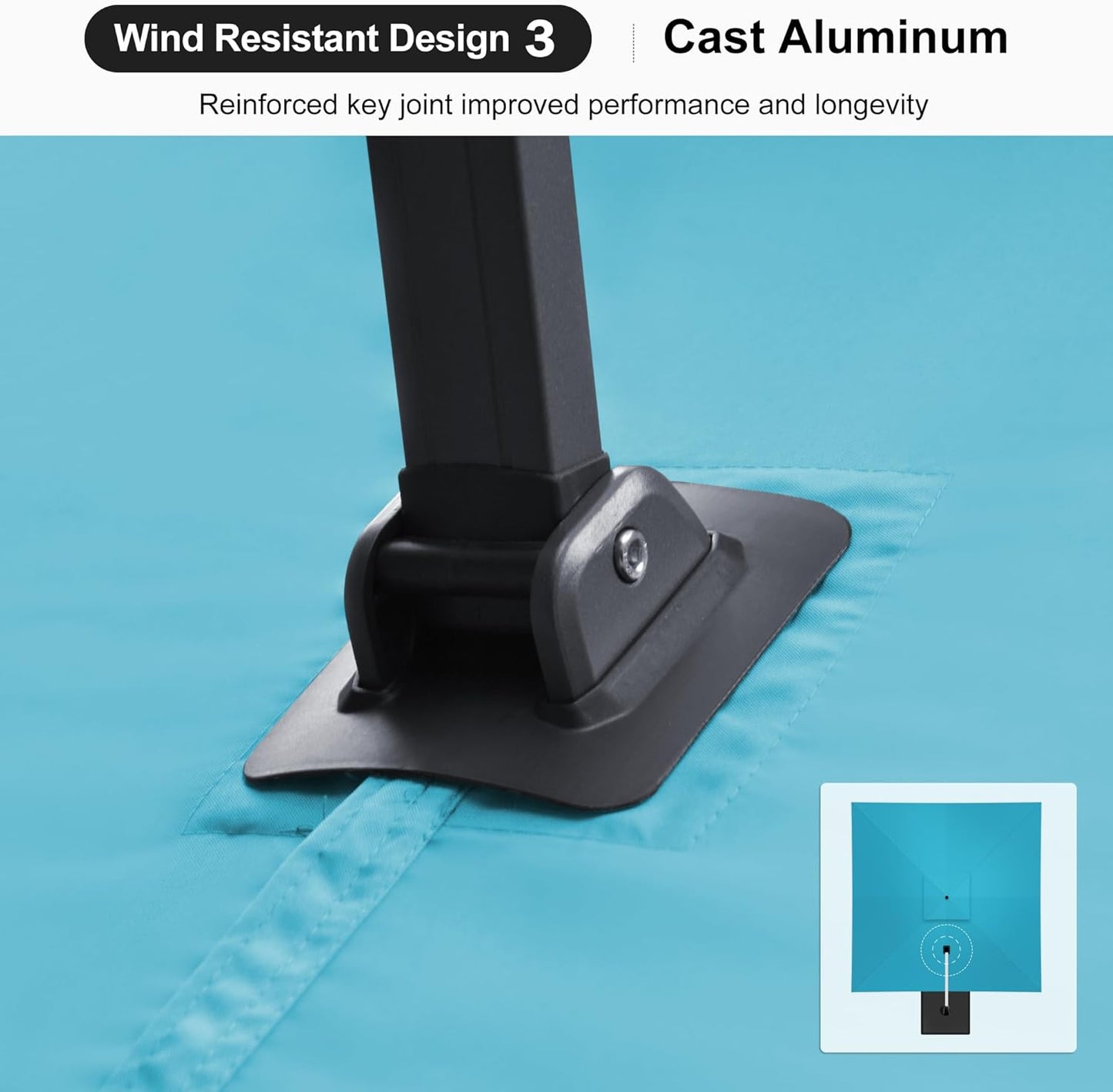 PURPLE LEAF 11ft Patio Umbrella with Base Included Large Offset Umbrella Hanging Double Top Square Cantilever Outdoor Umbrella for Garden Deck Backyard Pool Turquoise Blue