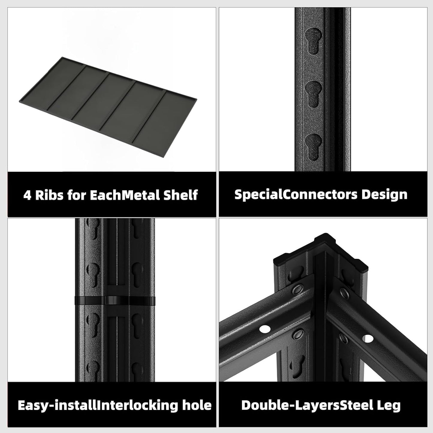 5-Tier 47" W x 17.75" D x 72" H Garage Shelving 3000LBS Storage Shelves Heavy Duty Metal Shelf Unit Adjustable Basement Industrial Storage Racks